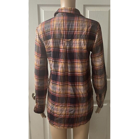 American Eagle Boyfriend Fit Ahh-mazingly Top Soft Flannel Shirt Mauve Plaid S - Picture 2 of 8